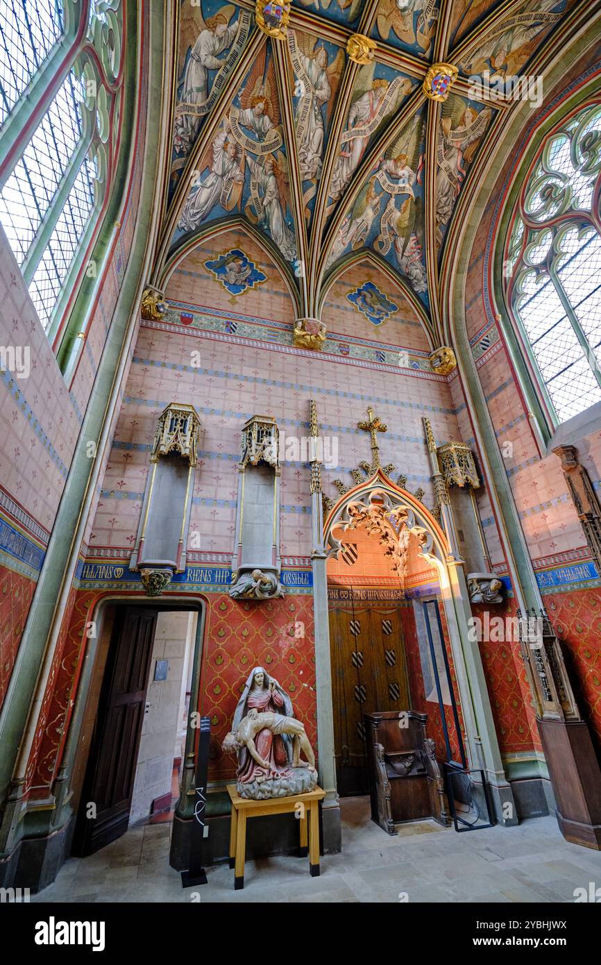 Francia, Cher, Bourges, Jaques Coeur Palace, il soffitto della cappella Foto Stock