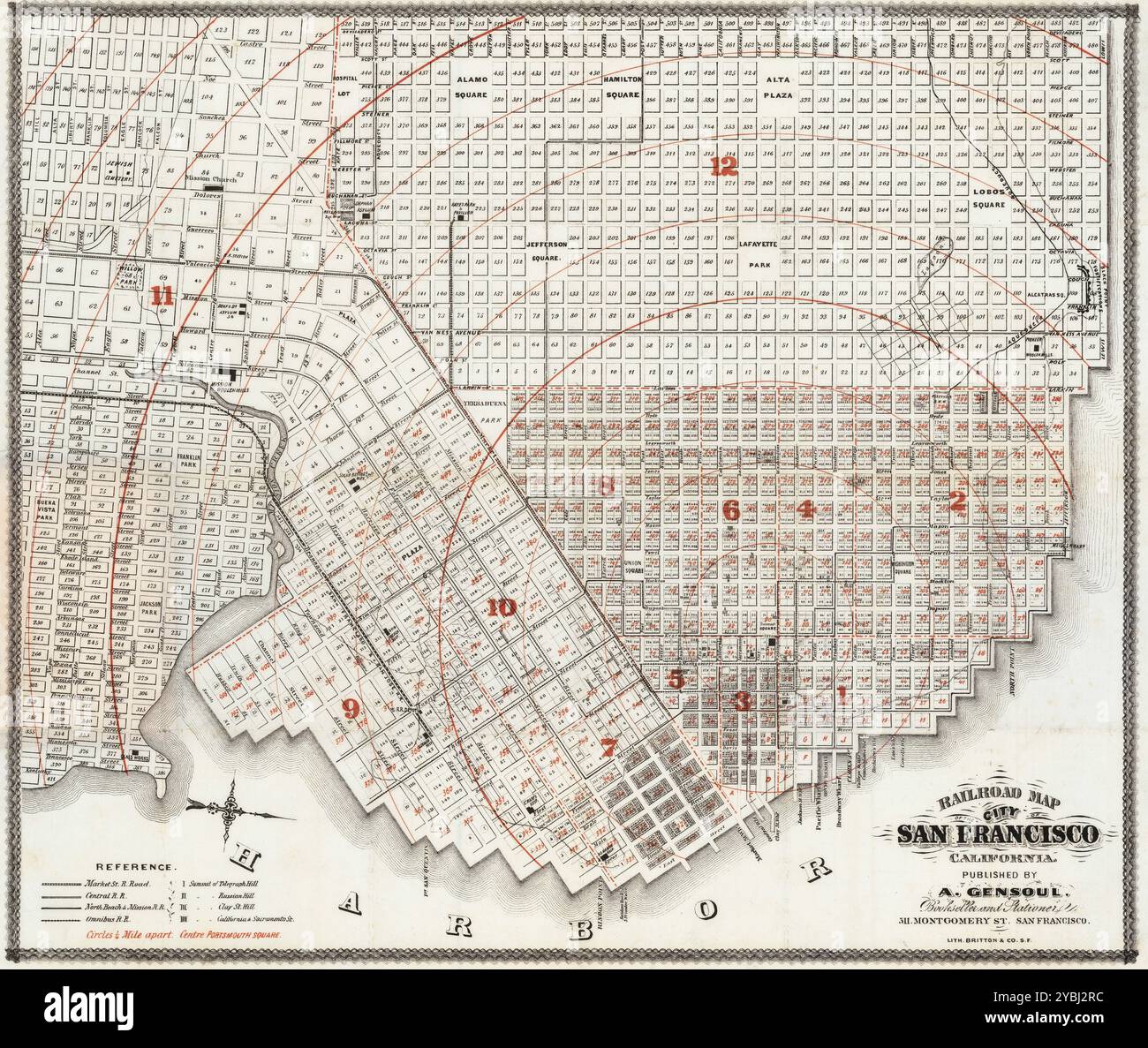 Mappa dettagliata della città di San Francisco poster da viaggio stampabile per il download Foto Stock