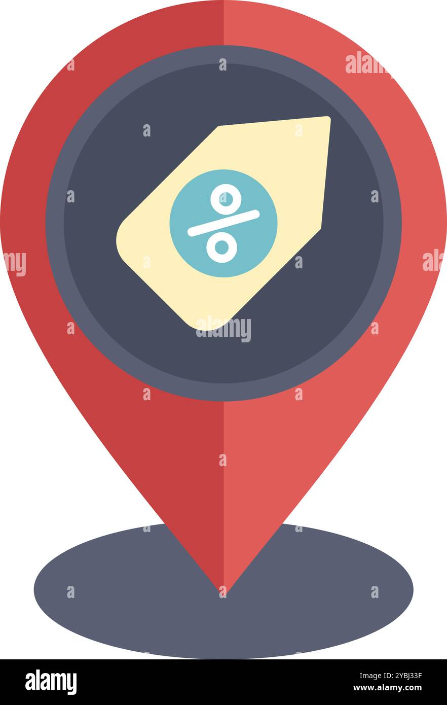 Pin di posizione che mostra il simbolo della percentuale di sconto per l'offerta di acquisto Illustrazione Vettoriale