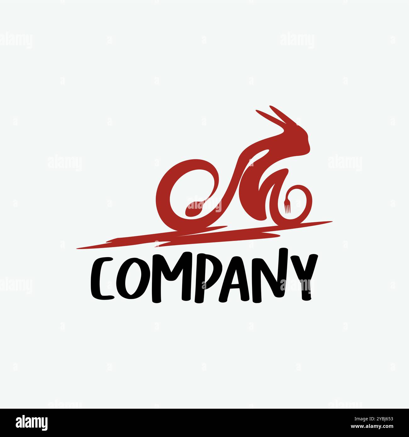 Abstract Rabbit Running Bicycle Moody Vector logo design identità del marchio modificabile Illustrazione Vettoriale