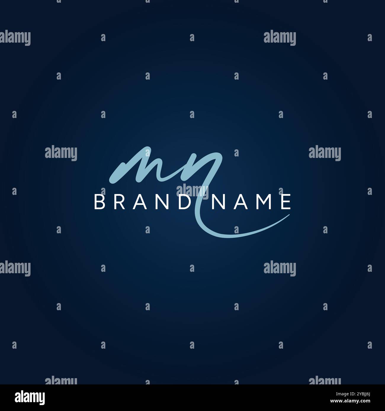 Logo della firma iniziale per lettera MN - modello del logo vettoriale in stile firma scritto a mano Illustrazione Vettoriale