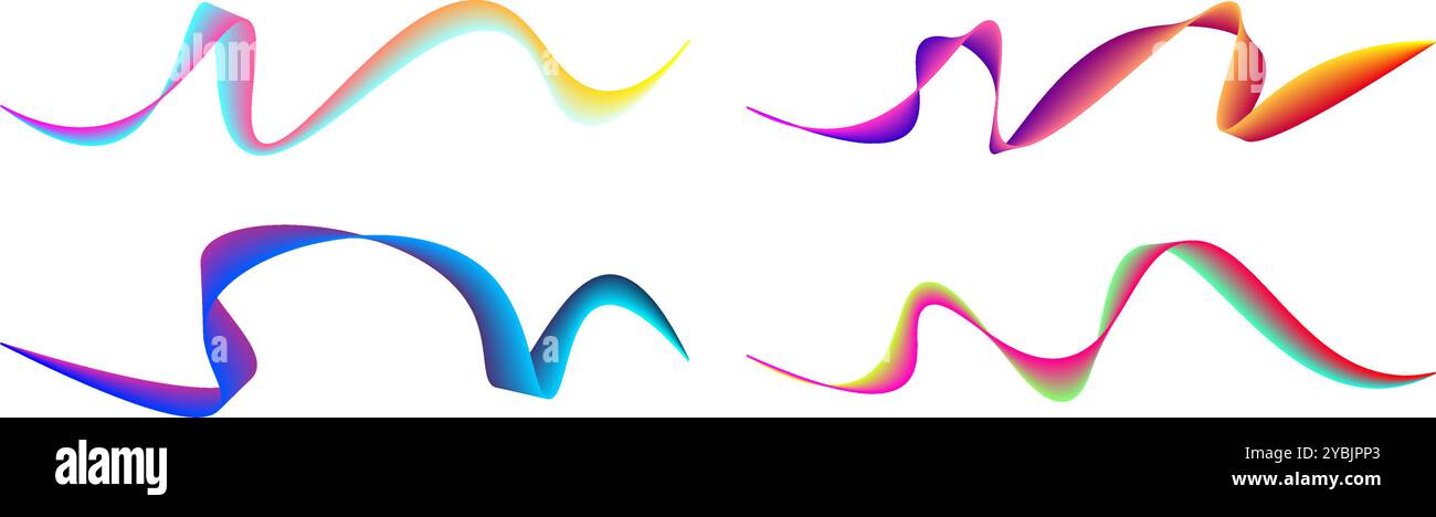 Le colorate linee sfumate si intrecciano e si fondono, formando pattern dinamici che evocano creatività e movimento Illustrazione Vettoriale