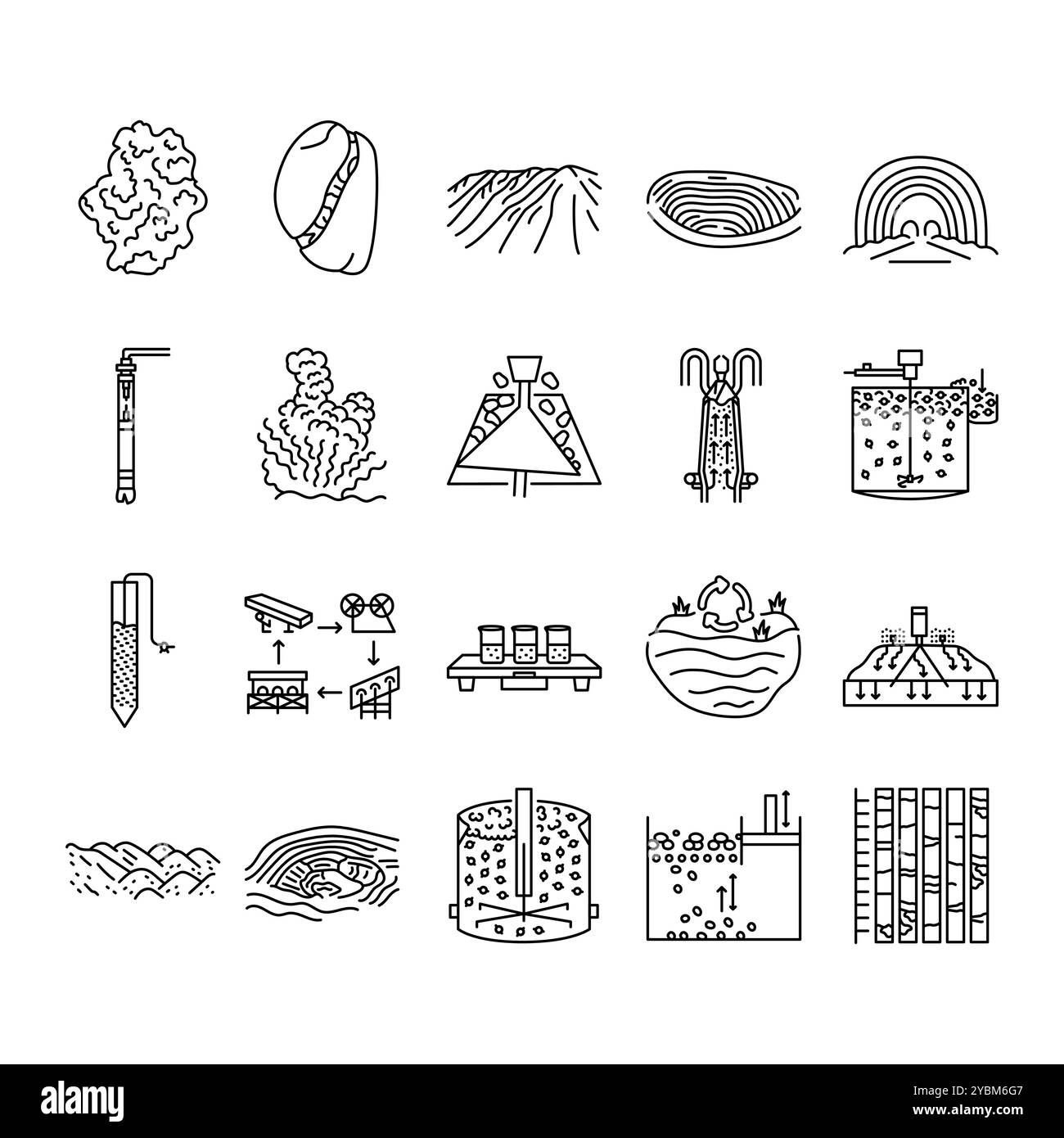 Icona nera della linea mineraria. Firma per pagina Web, app mobile, pulsante, logo. Pulsante isolato vettore. Traccia modificabile. Illustrazione Vettoriale
