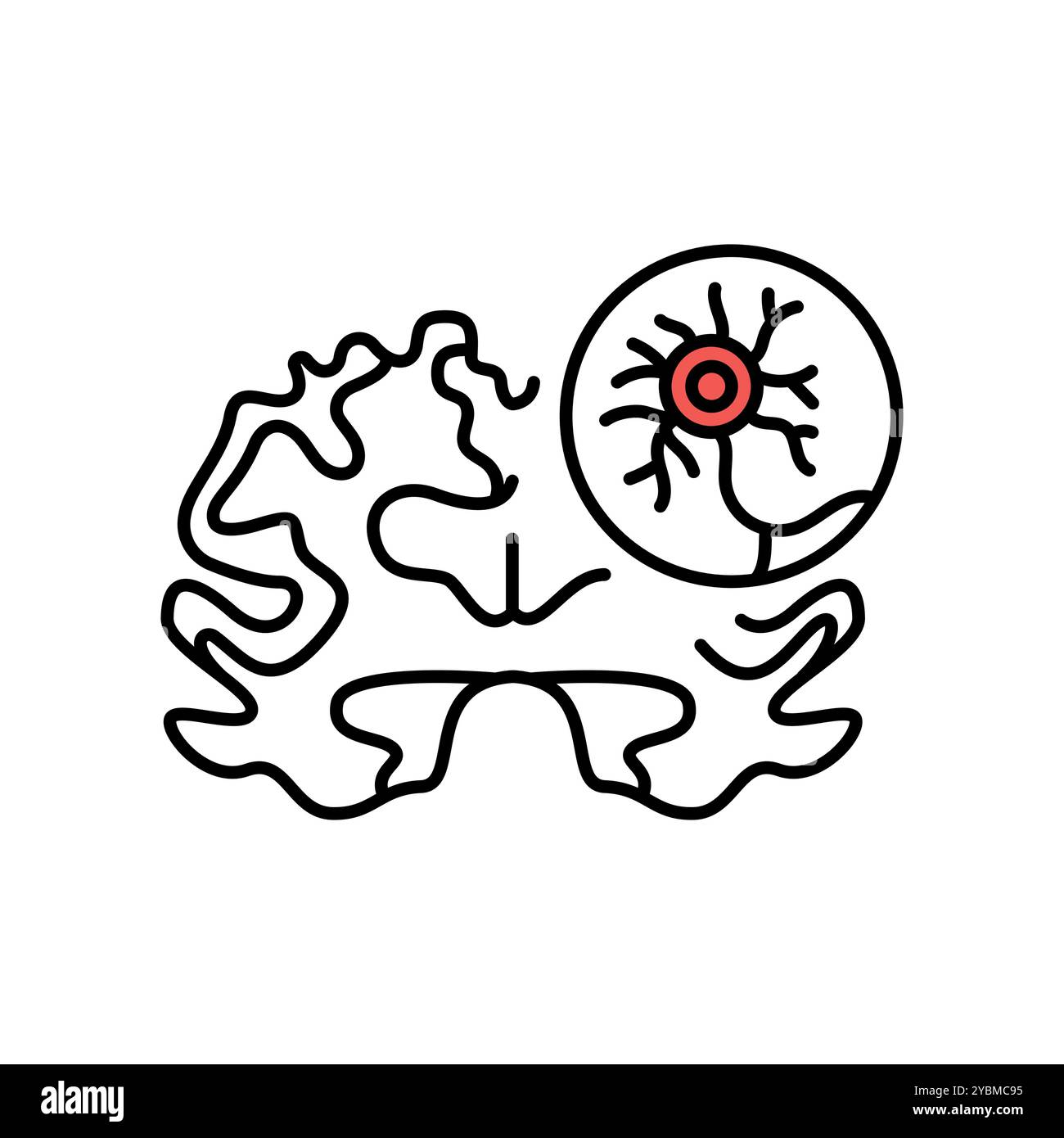 Icona nera della linea del morbo di Alzheimer. Segni per pagina Web, app mobile, pulsante, logo. Pulsante isolato vettore. Traccia modificabile. Illustrazione Vettoriale