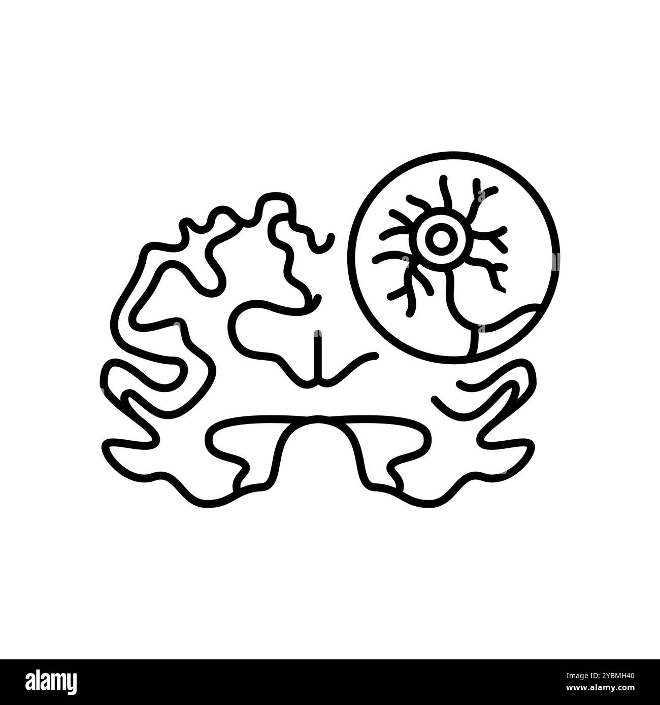 Icona nera della linea del morbo di Alzheimer. Segni per pagina Web, app mobile, pulsante, logo. Pulsante isolato vettore. Traccia modificabile. Illustrazione Vettoriale