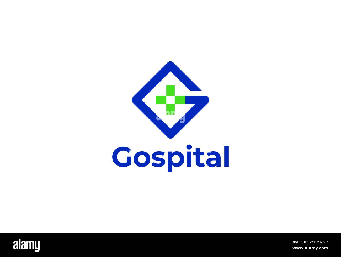 Logo lettera G con simbolo medico Plus, modello creativo per ospedale e assistenza sanitaria. Illustrazione Vettoriale