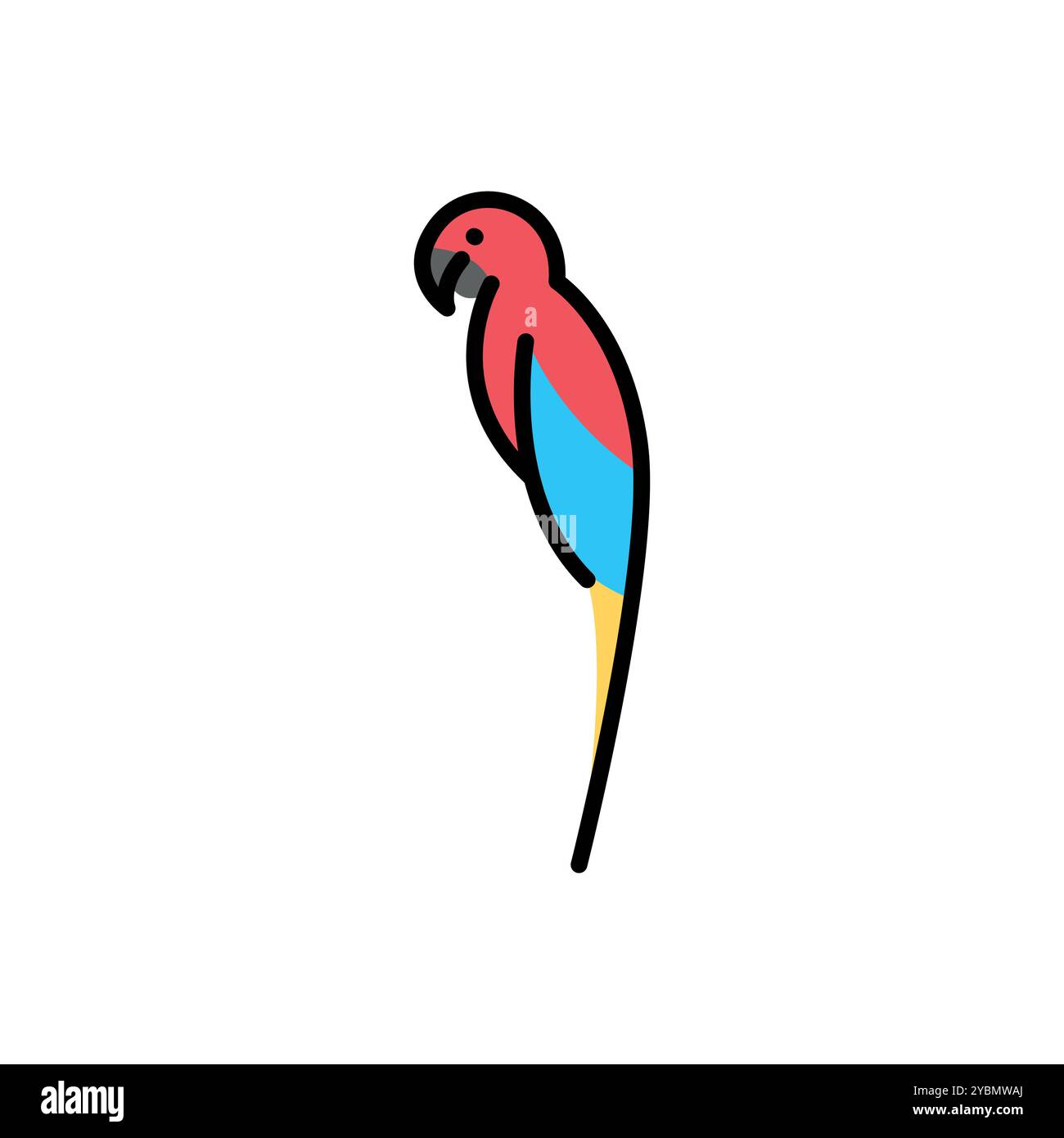 Icona a colori Ara Macaw. Traccia modificabile. Elementi vettoriali Illustrazione Vettoriale
