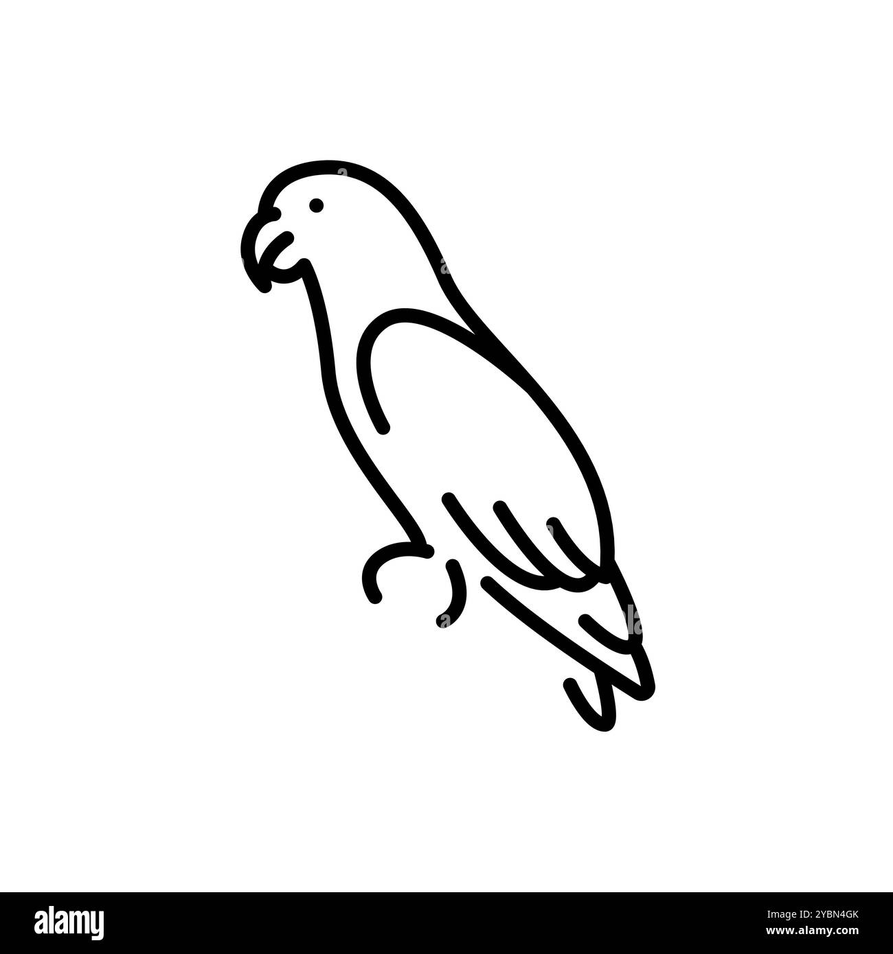Icona a colori Psittacus erithacus. Traccia modificabile. Elementi vettoriali Illustrazione Vettoriale