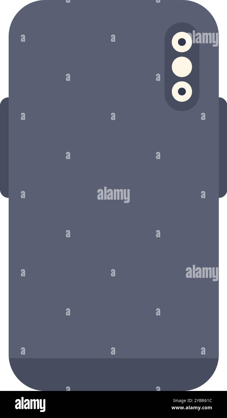 Smartphone moderno con retro e tripla fotocamera, isolato su sfondo bianco e dal design piatto Illustrazione Vettoriale