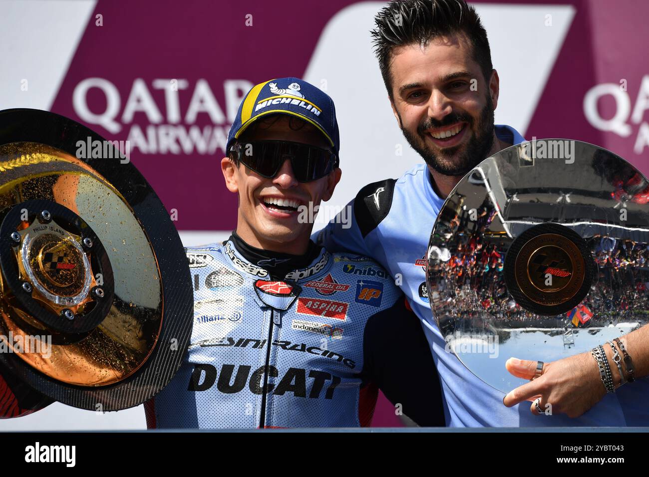 MELBOURNE, AUSTRALIA. 20 ottobre 2024. Nella foto: Marc Márquez, il 93° della Spagna, in sella alla Gresini Racing durante le celebrazioni del podio MotoGP al Qatar Airways Australian Motorcycle Grand Prix 2024 tenutosi sul circuito di Phillip Island. Crediti: Karl Phillipson/Alamy Live News Foto Stock