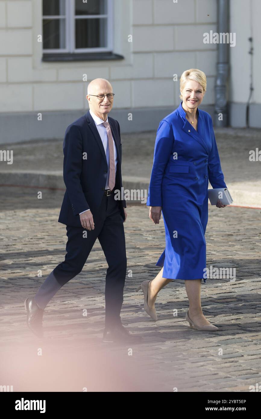 Peter Tschenscher (SPD, primo sindaco di Amburgo) e Manuela Schwesig (SPD, Ministro Presidente del Meclemburgo-Pomerania occidentale e attuale Presidente o Foto Stock