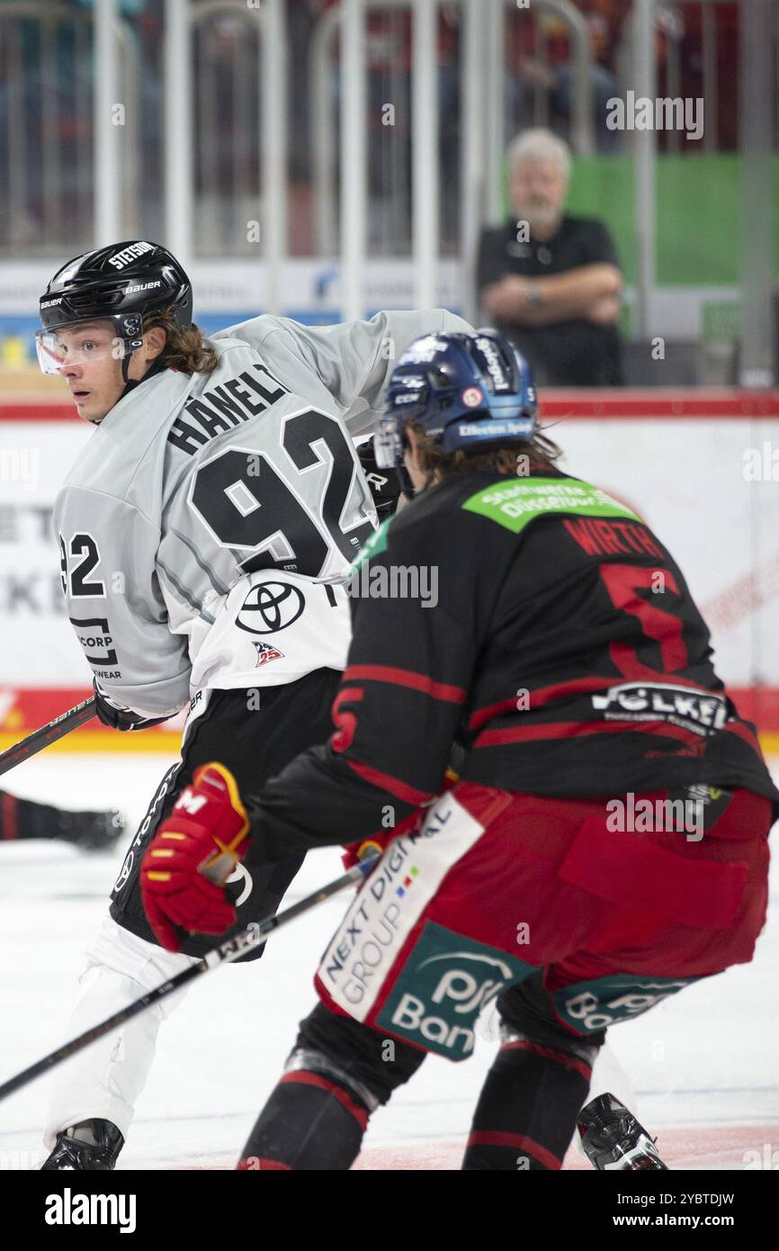 PSD Bank Dome, Duesseldorf, Renania settentrionale-Vestfalia, Hakon Haenelt (Koelner Haie, #92), PENNY DEL, Duesseldorfer EG-Koelner Haie il 18/10/2024 presso il P Foto Stock