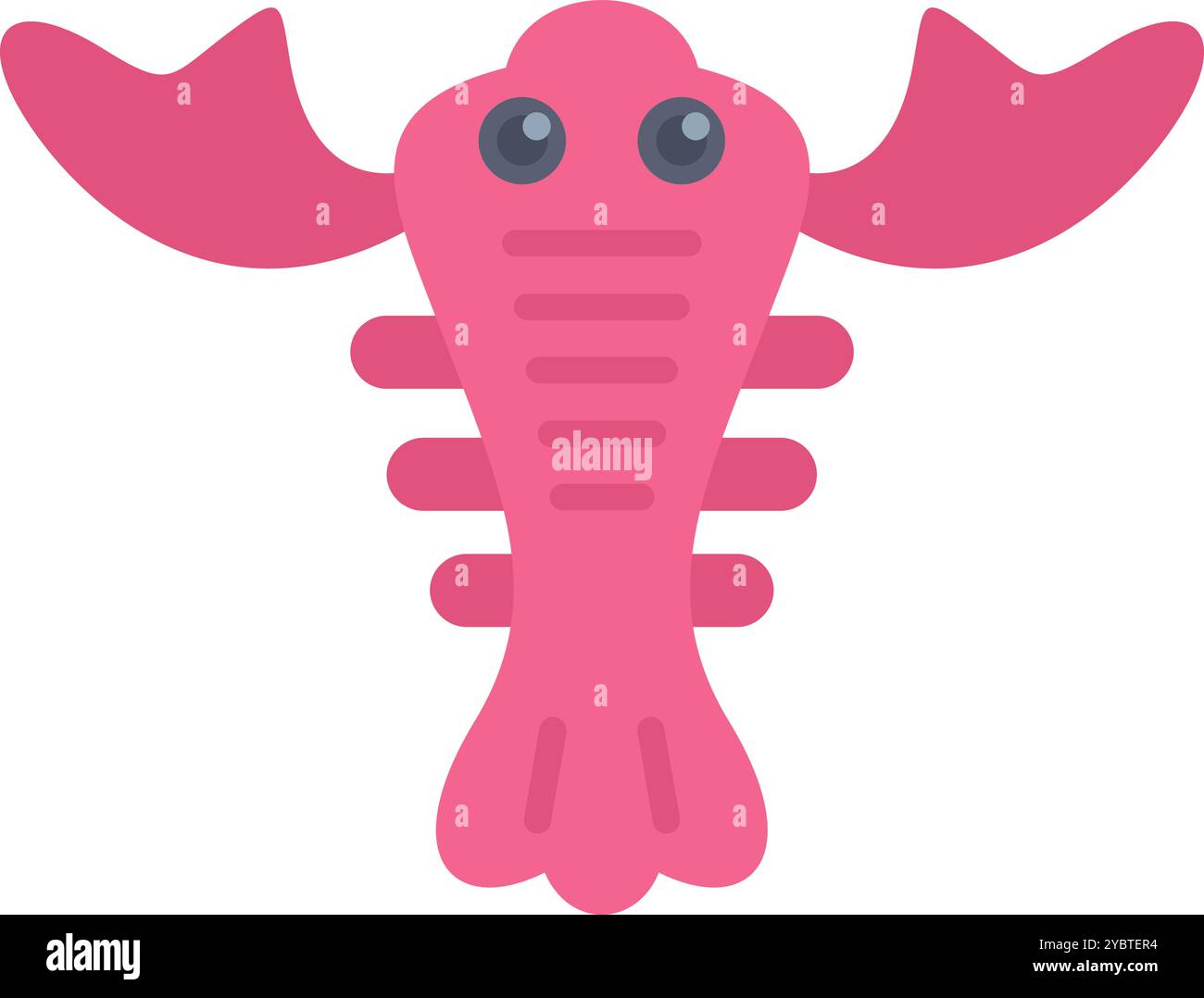 Personaggio dei cartoni animati di aragosta rosa che guarda avanti con grandi occhi, grafica divertente per i bambini Illustrazione Vettoriale