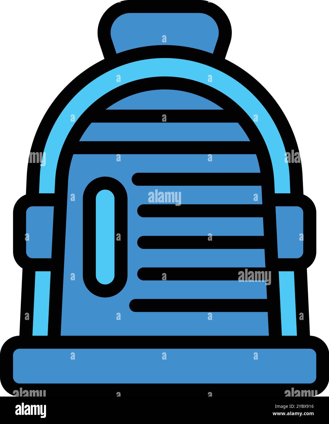 Icona blu dello zaino scolastico che rappresenta la stagione del ritorno alla scuola, perfetta per progetti didattici o promozionali Illustrazione Vettoriale