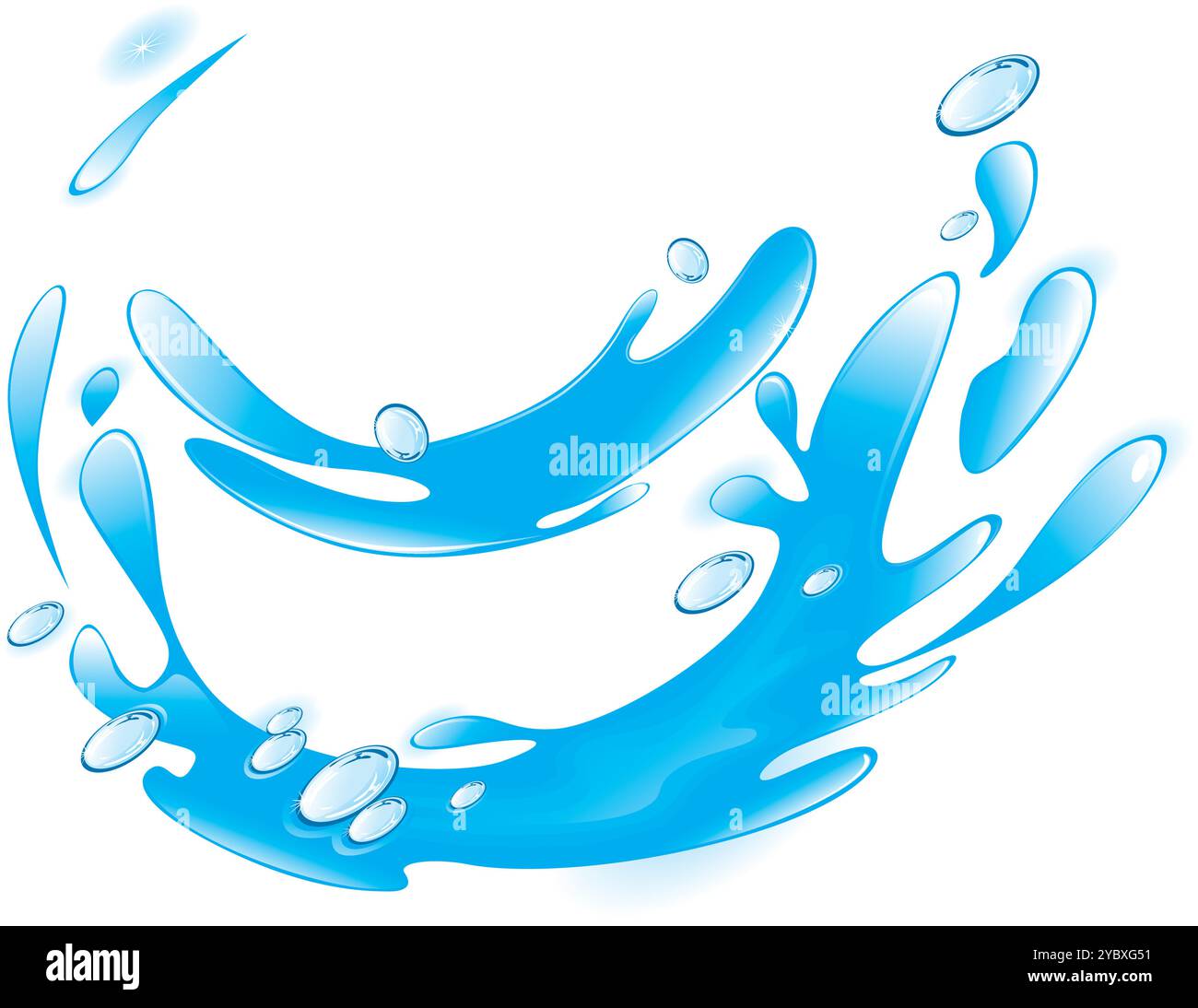 Immagine astratta dinamica di un spruzzo d'acqua circolare con bolle, perfetta per creare design rinfrescanti ed energici. Illustrazione Vettoriale