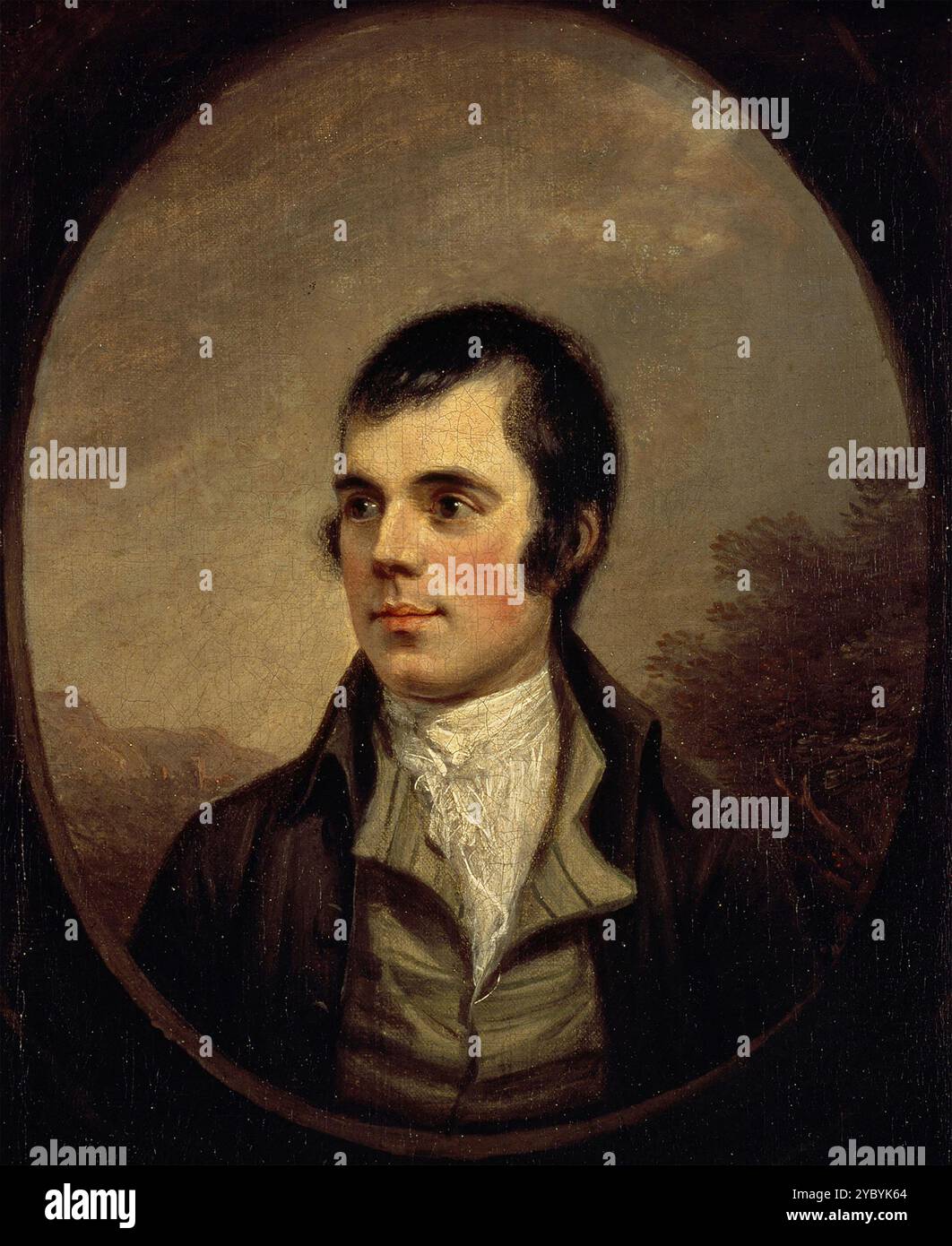 ROBERT BURNS (1759-1796) poeta scozzese. Dettaglio della pittura di Alexander Nasmyth nel 1787. Foto Stock