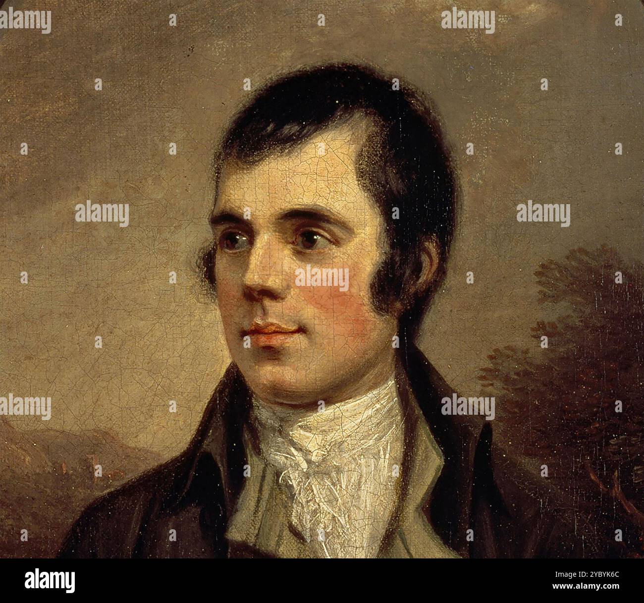 ROBERT BURNS (1759-1796) poeta scozzese. Dettaglio della pittura di Alexander Nasmyth nel 1787. Foto Stock