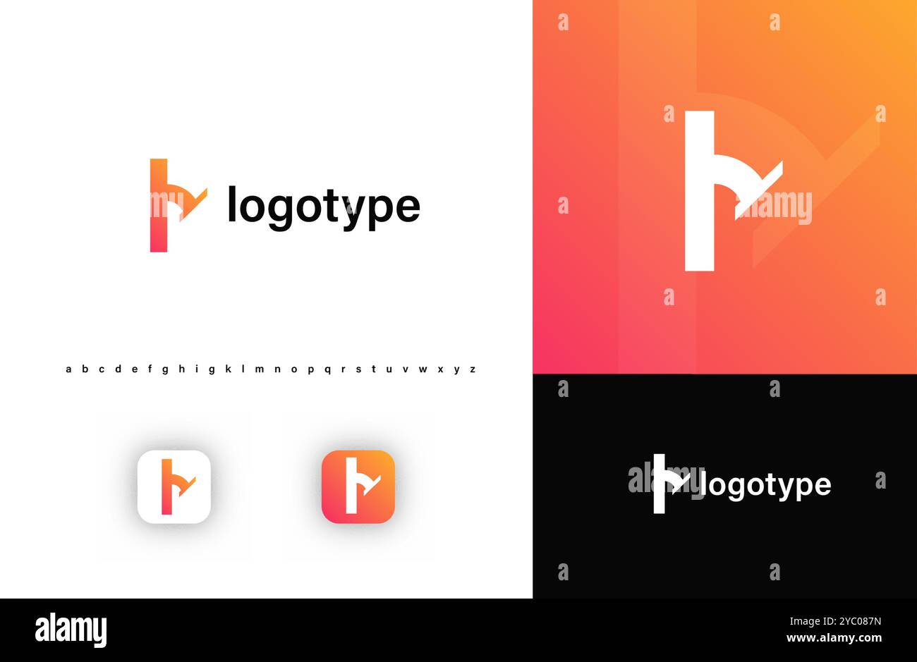 Logo sportivo e futuristico angolare. Bordi geometrici e dinamici nitidi lettera h. emblema minimalista innovativo per tecnologia, app di gioco, musica, sport, agenzia di design Illustrazione Vettoriale