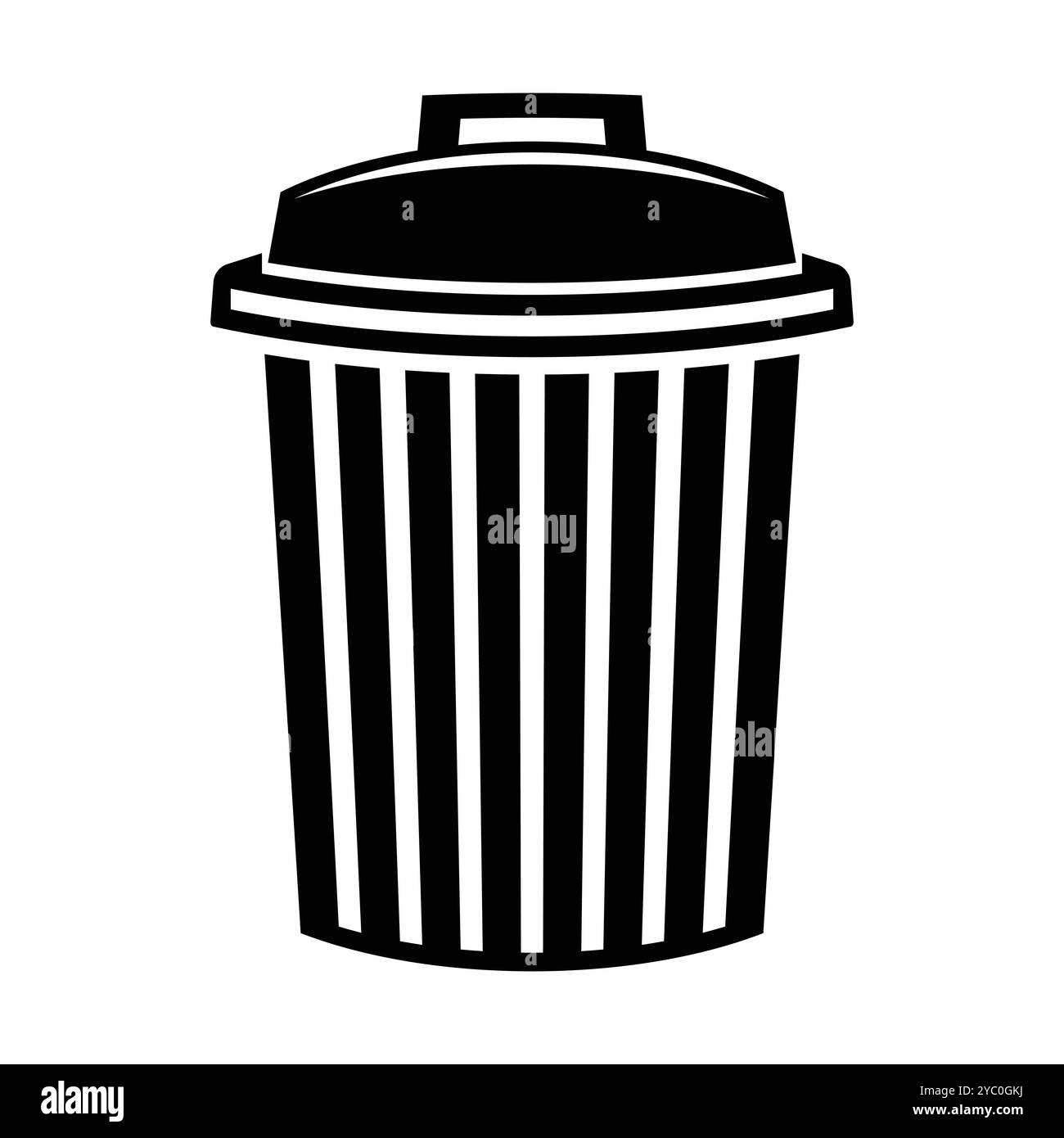 Un semplice cestino nero icona perfetta per progetti Web o di stampa. Questo design minimalista rappresenta lo smaltimento e la pulizia dei rifiuti in qualsiasi ambiente. Illustrazione Vettoriale