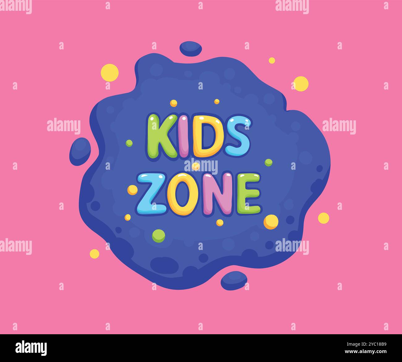 Poster per club per bambini. Area giochi, giochi per bambini, festa e poster dell'area giochi. Poster del campo di intrattenimento per bambini, sala scuola per bambini in età prescolare clu Illustrazione Vettoriale