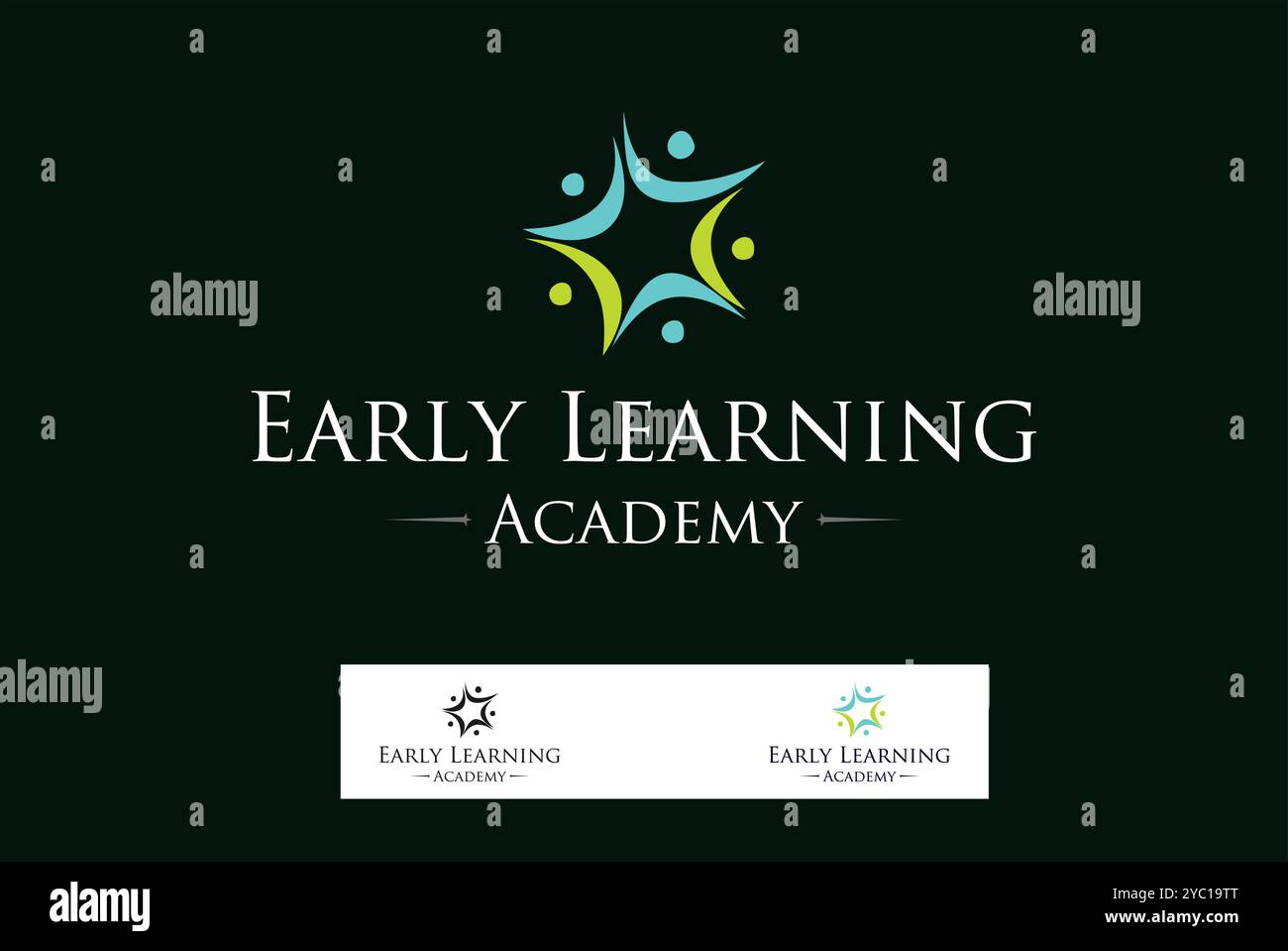 Early Learning academy People Education logo design vettoriale marchio aziendale idee creative modificabili Illustrazione Vettoriale