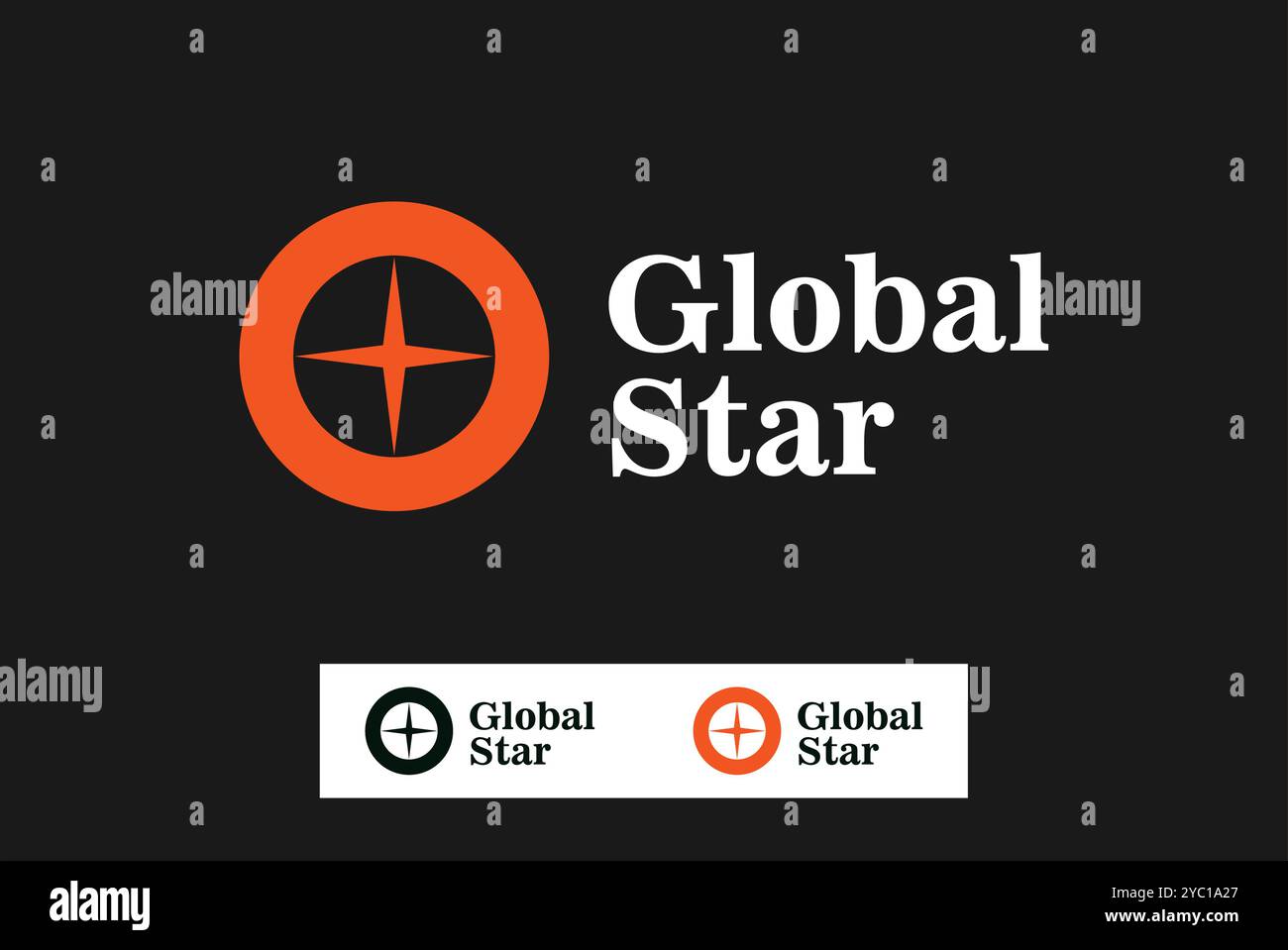Logo Global Star rotondo design vettoriale marchio aziendale idee creative modificabili Illustrazione Vettoriale