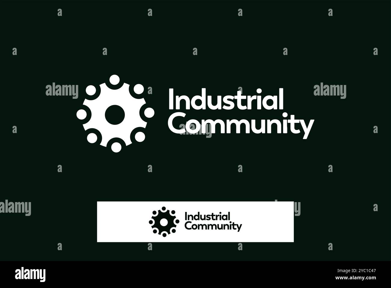 Design del logo di progettazione della comunità industriale vettoriale idee creative del marchio aziendale modificabili Illustrazione Vettoriale