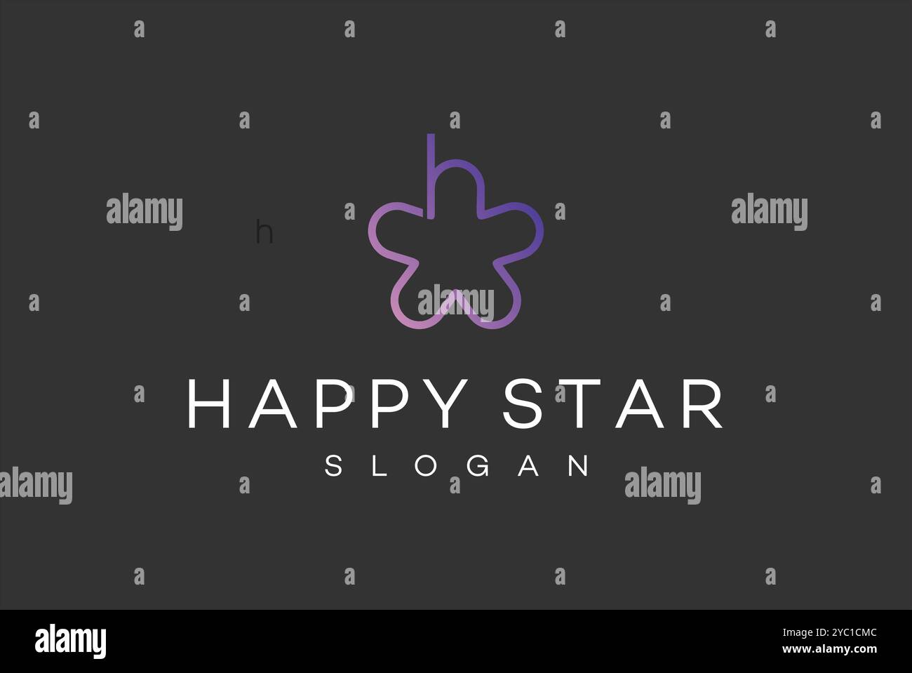 Happy STAR Letter hm logo design vettoriale marchio aziendale idee creative modificabili Illustrazione Vettoriale