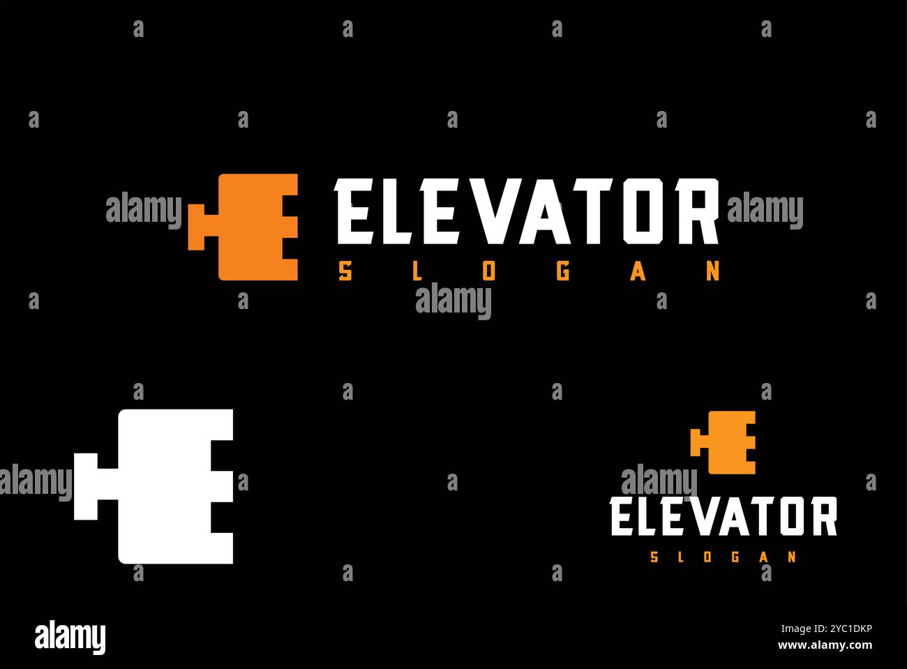 Lettera e logo ascensore design vettoriale marchio aziendale idee creative modificabili Illustrazione Vettoriale