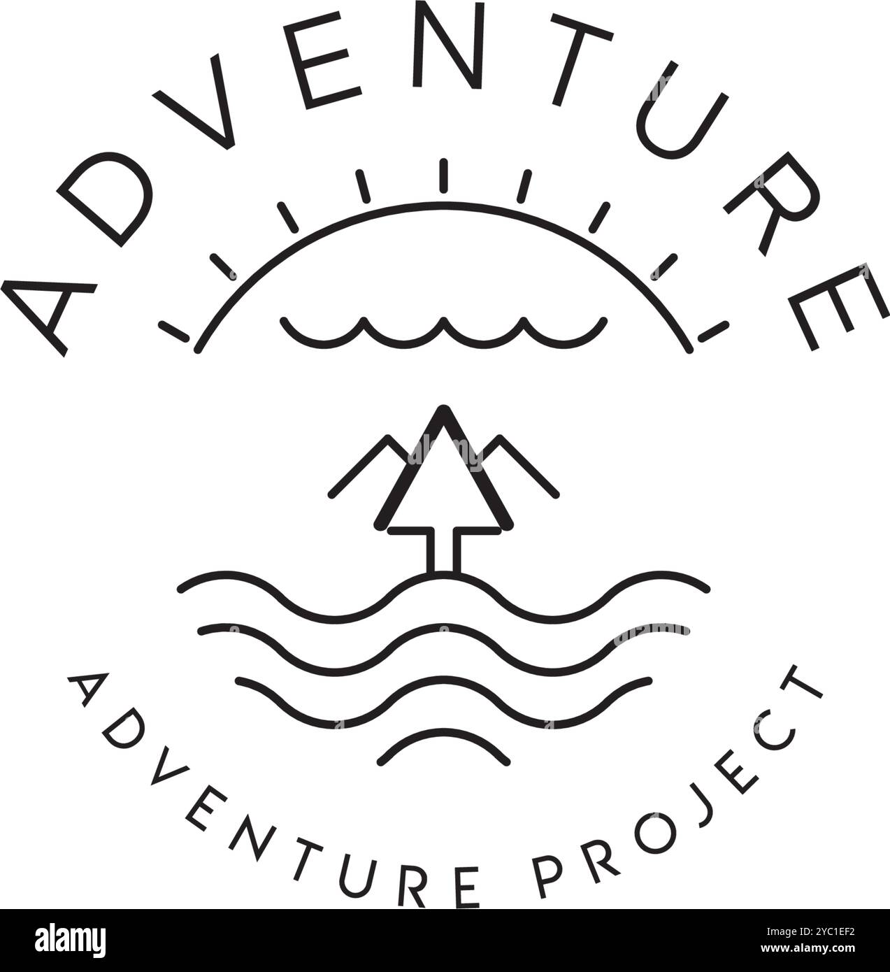 Adventure logo design vettoriale marchio aziendale idee creative modificabili Illustrazione Vettoriale