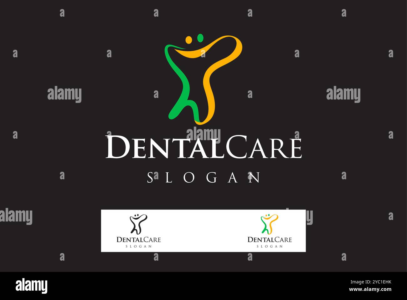 Logo dentale design vettoriale marchio aziendale idee creative modificabili Illustrazione Vettoriale