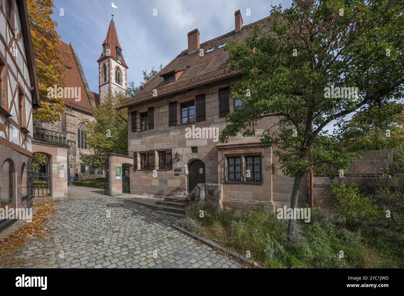 Chiesa di San Nicola e Sant'Ulrico, Kirchenberg 15, a destra del vicariato, Kirchenberg 13, Norimberga-Moegeldorf, Media Franconia, Baviera, Ger Foto Stock