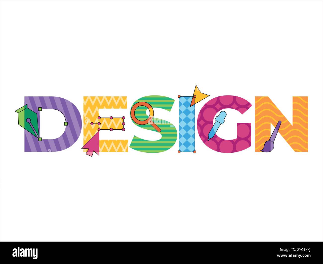 Carattere di design colorato creativo forma astratta modificabile concetto divertente lettere alfabetiche tipografiche set di design Illustrazione Vettoriale