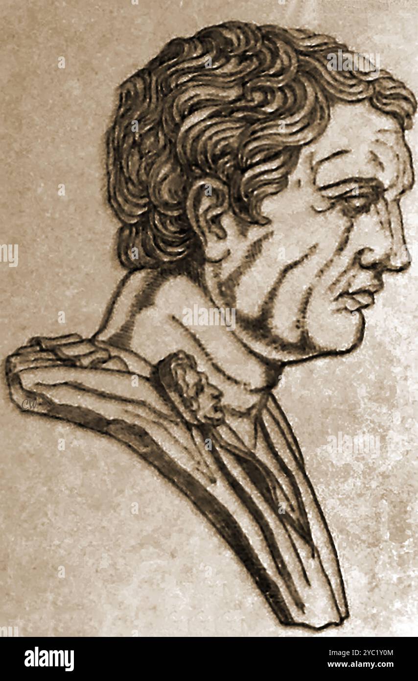 Un vecchio ritratto di illustre generale romano e statesam Cneius Pompeiusc Magnus , (noto anche come Gneo Pompeius Magnus, Pompeo il grande o semplicemente Pompeo) 106 a.C. – 48 a.C.) - un antiguo retrato del distinguido General y estadista romano Cneo Pompeyo Magno (también conocido como Cneo Pompeyo Magno, Pompeyo grande o simplemente Pompeyo) (106 a.C.) 48. Foto Stock