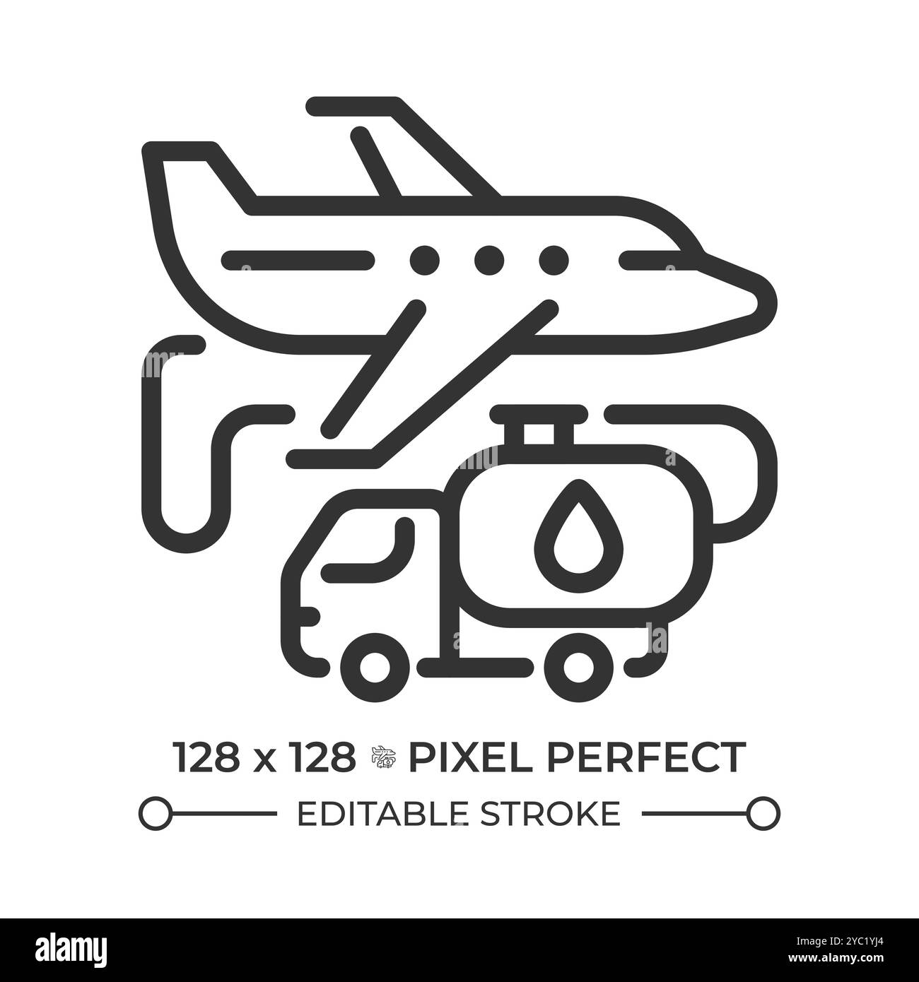 Icona lineare del carburante per aviazione Illustrazione Vettoriale