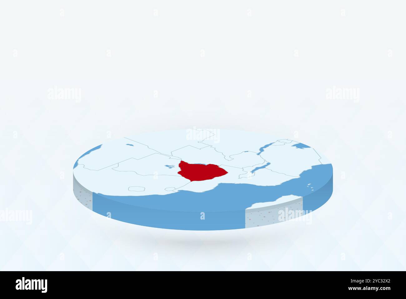 Mappa isometrica 3D che evidenzia lo Zimbabwe in rosso. Illustrazione vettoriale. Illustrazione Vettoriale