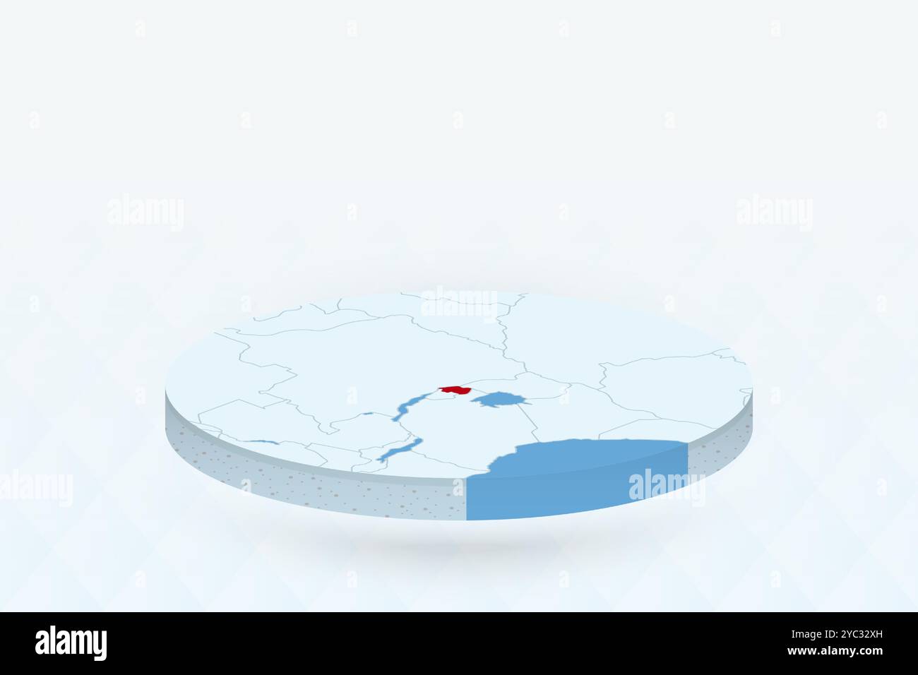 Mappa isometrica 3D che evidenzia il Ruanda in rosso. Illustrazione vettoriale. Illustrazione Vettoriale
