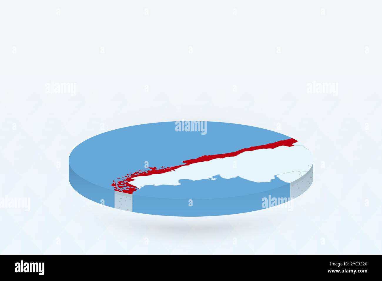 Mappa isometrica 3D che evidenzia il Cile in rosso. Illustrazione vettoriale. Illustrazione Vettoriale