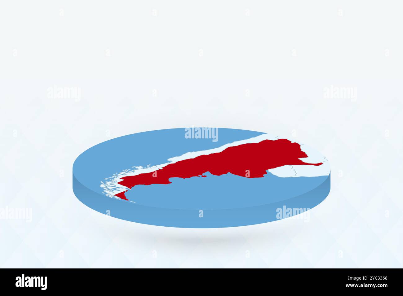 Mappa isometrica 3D che evidenzia l'Argentina in rosso. Illustrazione vettoriale. Illustrazione Vettoriale