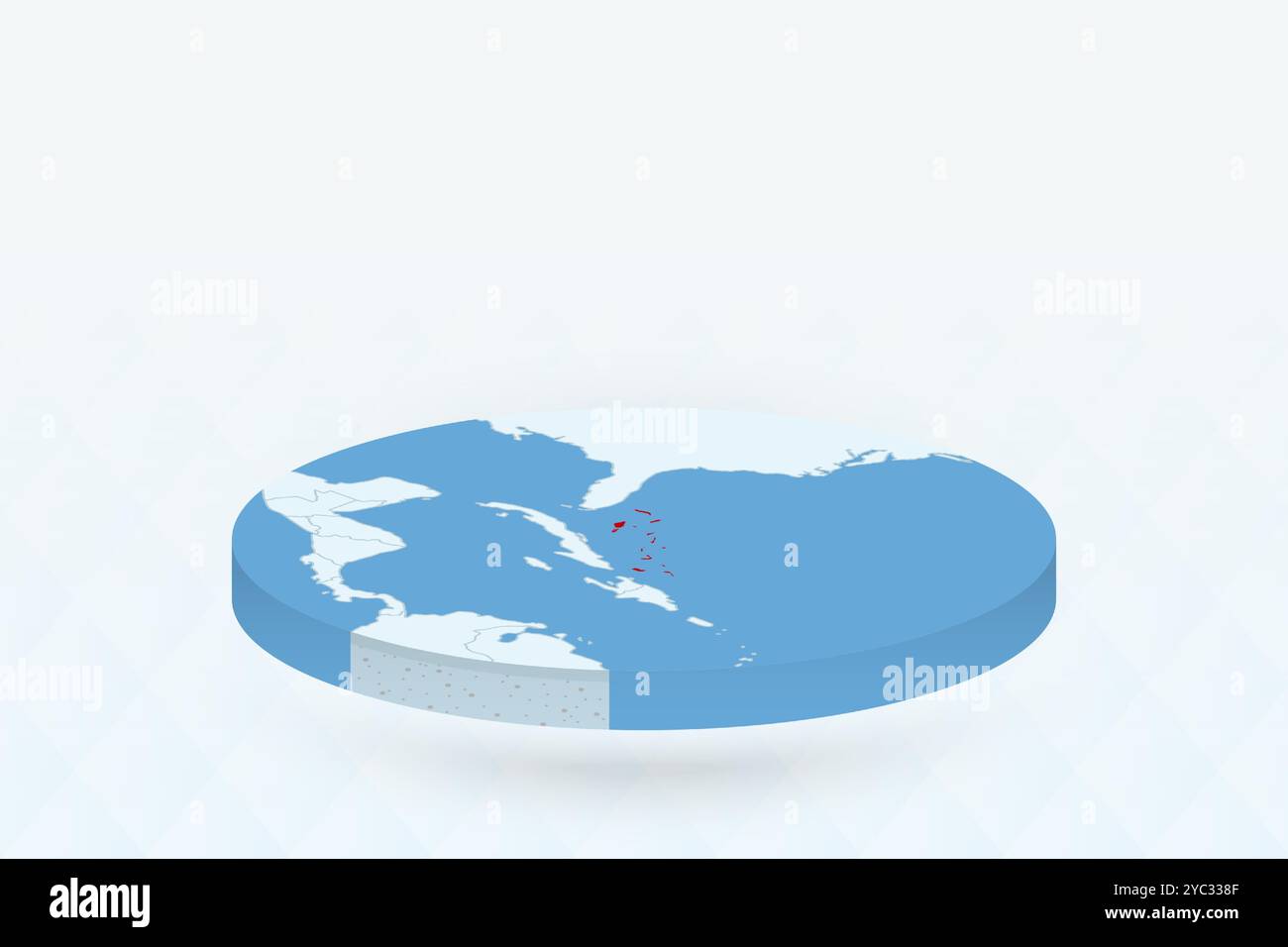 Mappa isometrica 3D che evidenzia le Bahamas in rosso. Illustrazione vettoriale. Illustrazione Vettoriale