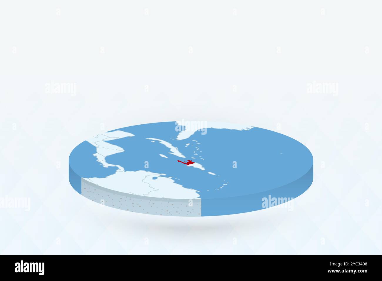 Mappa isometrica 3D che evidenzia Haiti in rosso. Illustrazione vettoriale. Illustrazione Vettoriale