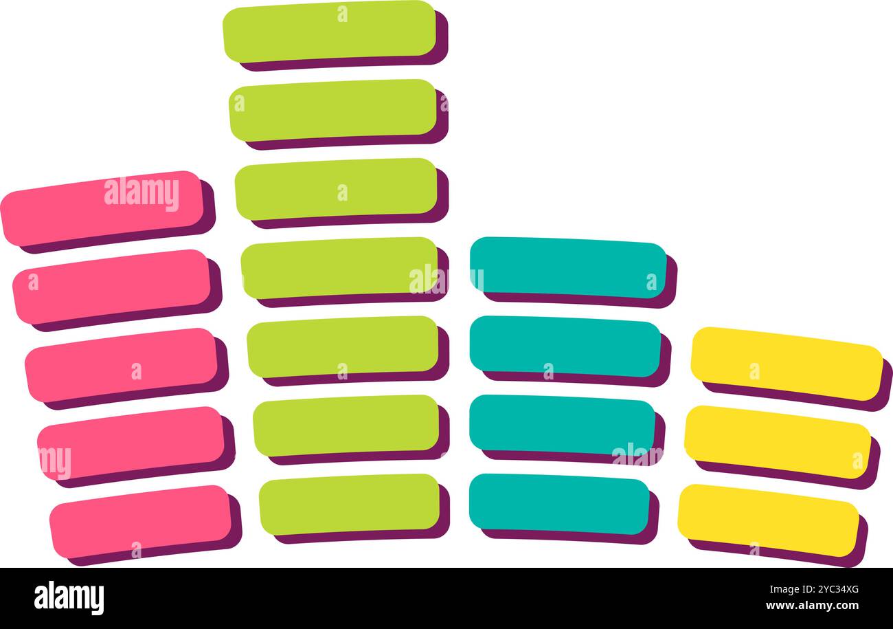 Una vivace illustrazione vettoriale di un sistema di controllo dei toni grafici colorato in uno stile cartoni animati gioioso. Un vivace festival musicale o una celebrazione con Joyous at Illustrazione Vettoriale