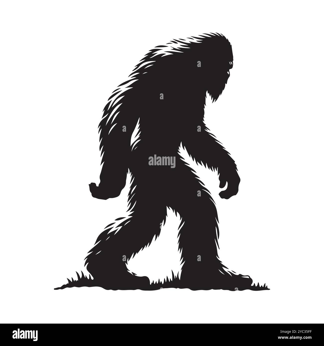 Sagome Sasquatch isolate su sfondo bianco, illustrazione vettoriale. Illustrazione Vettoriale