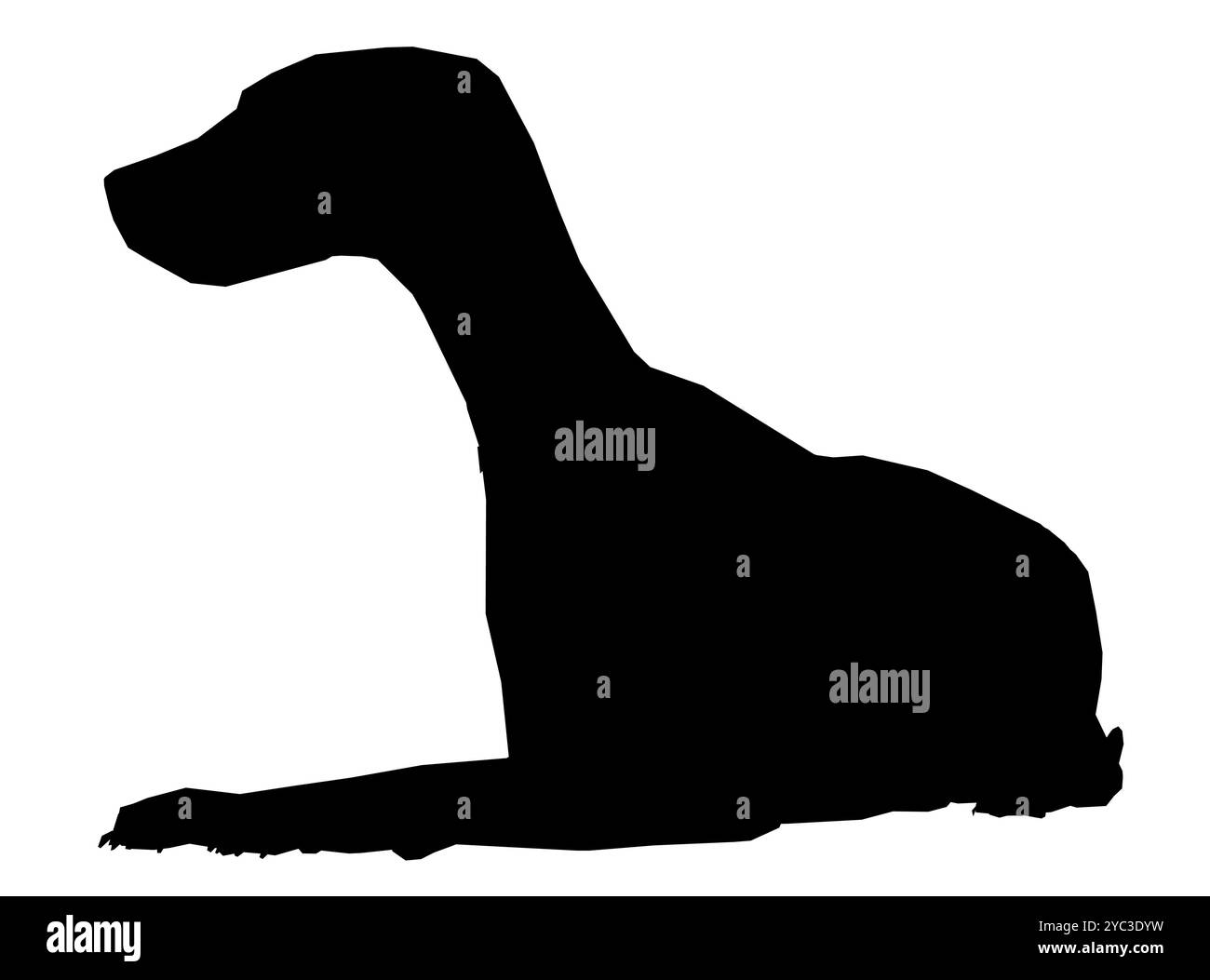 La silhouette nera vettoriale di un cane è isolata su uno sfondo bianco. Illustrazione Vettoriale