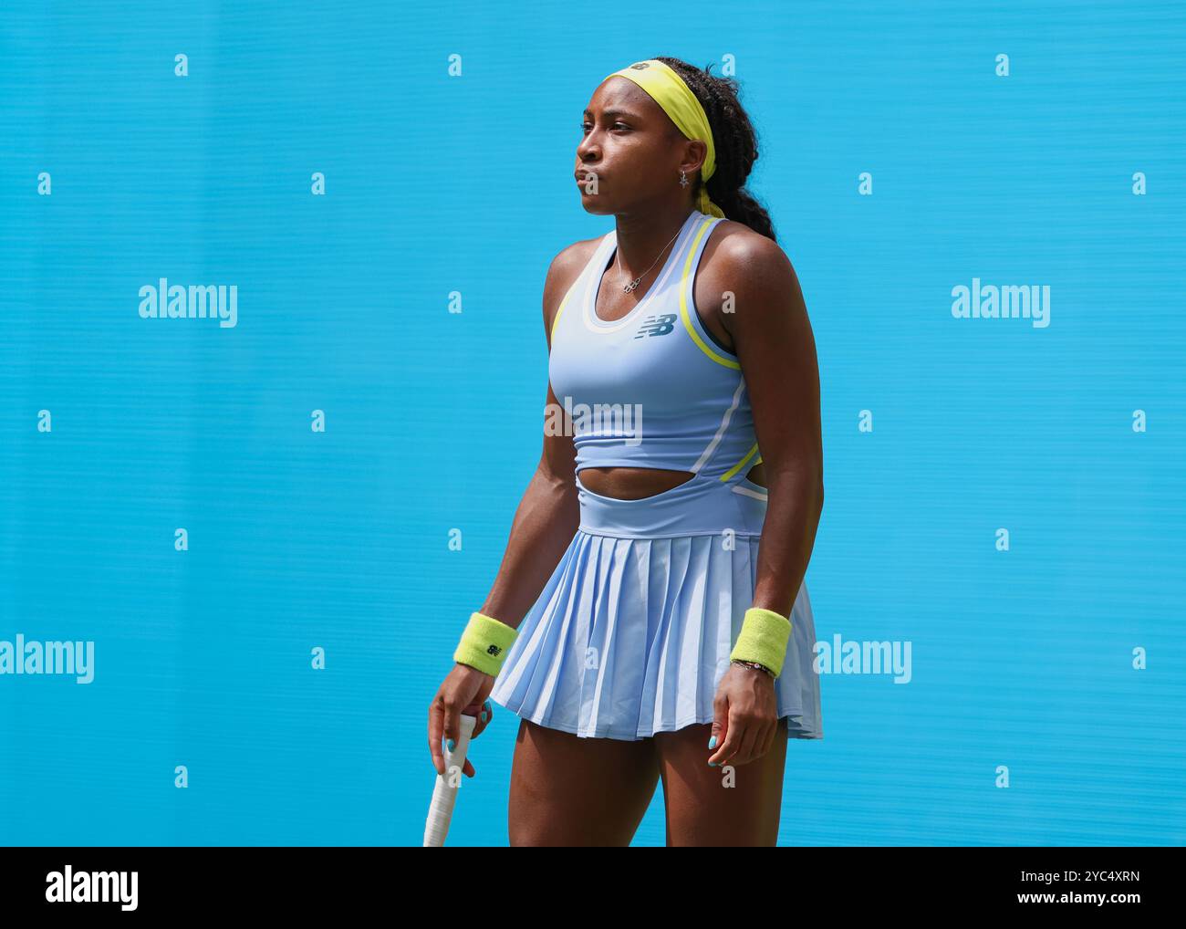 Il tennista Coco Gauff agli US Open 2024 Championships, Billie Jean King Tennis Center, Queens, New York, USA. Foto Stock
