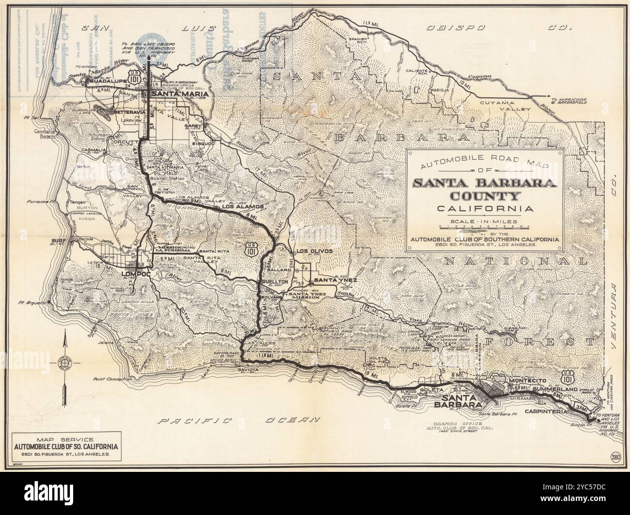 Mappe di Santa Barbara e Beverly Hills dettagliate d'epoca, poster da viaggio da stampare Foto Stock