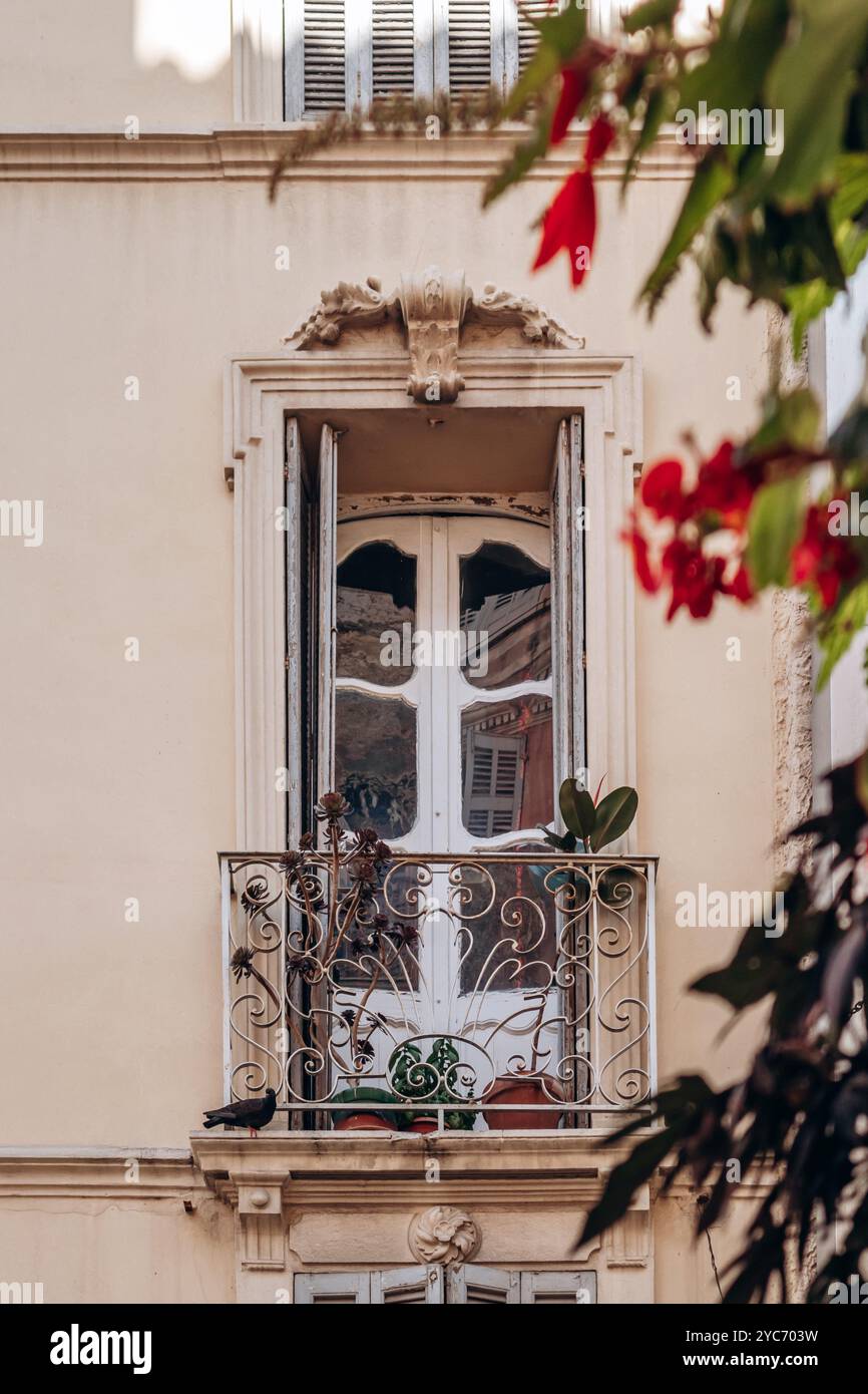 Una splendida finestra in stile Art Nouveau a Tolone, nel sud della Francia Foto Stock