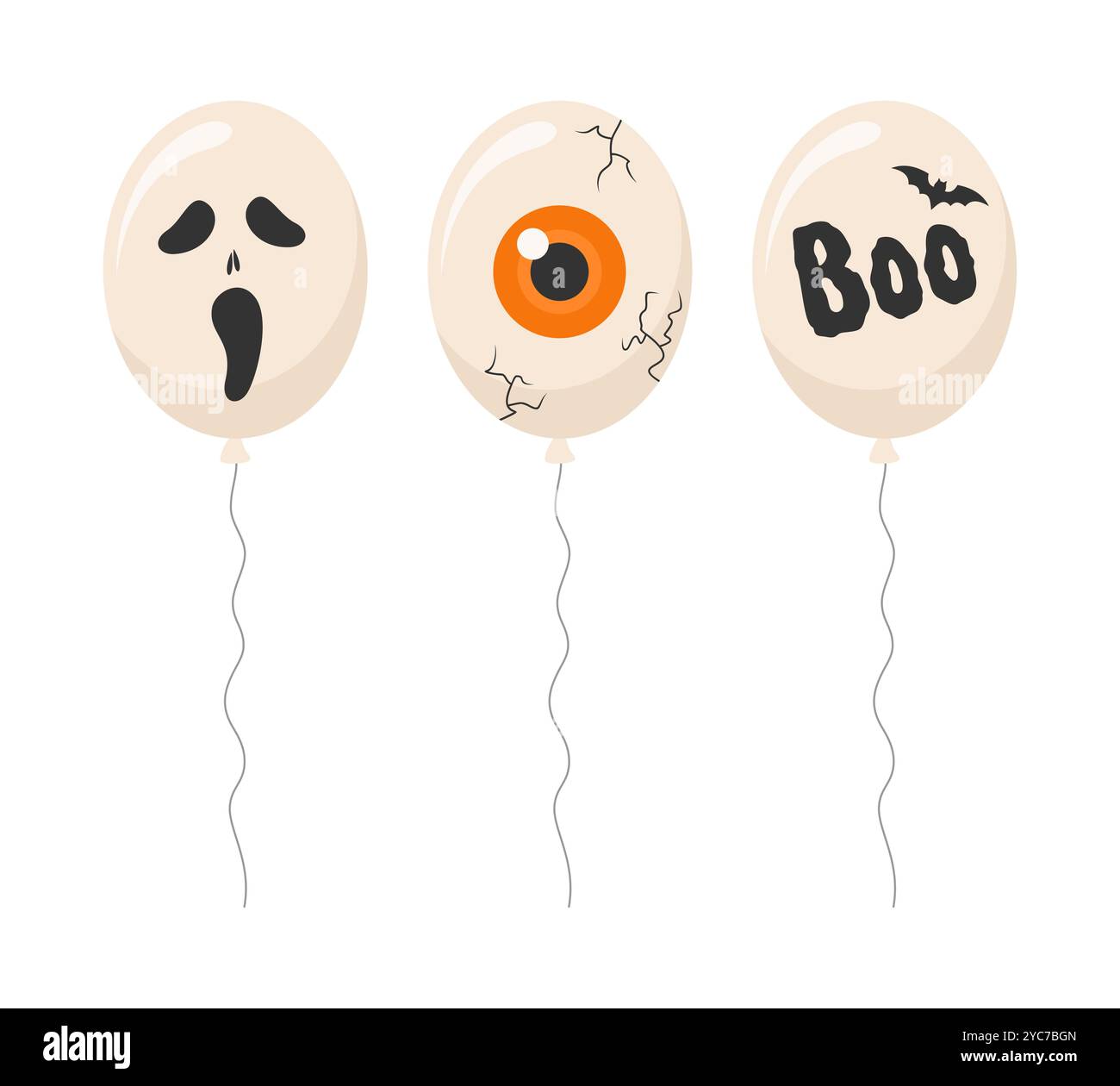 Set di palloncini beige con elementi di Halloween, isolati su sfondo bianco. Illustrazione vettoriale piatta Illustrazione Vettoriale Set di palloncini beige con elementi di Halloween, isolati su sfondo bianco. Illustrazione vettoriale piatta Illustrazione Vettoriale
