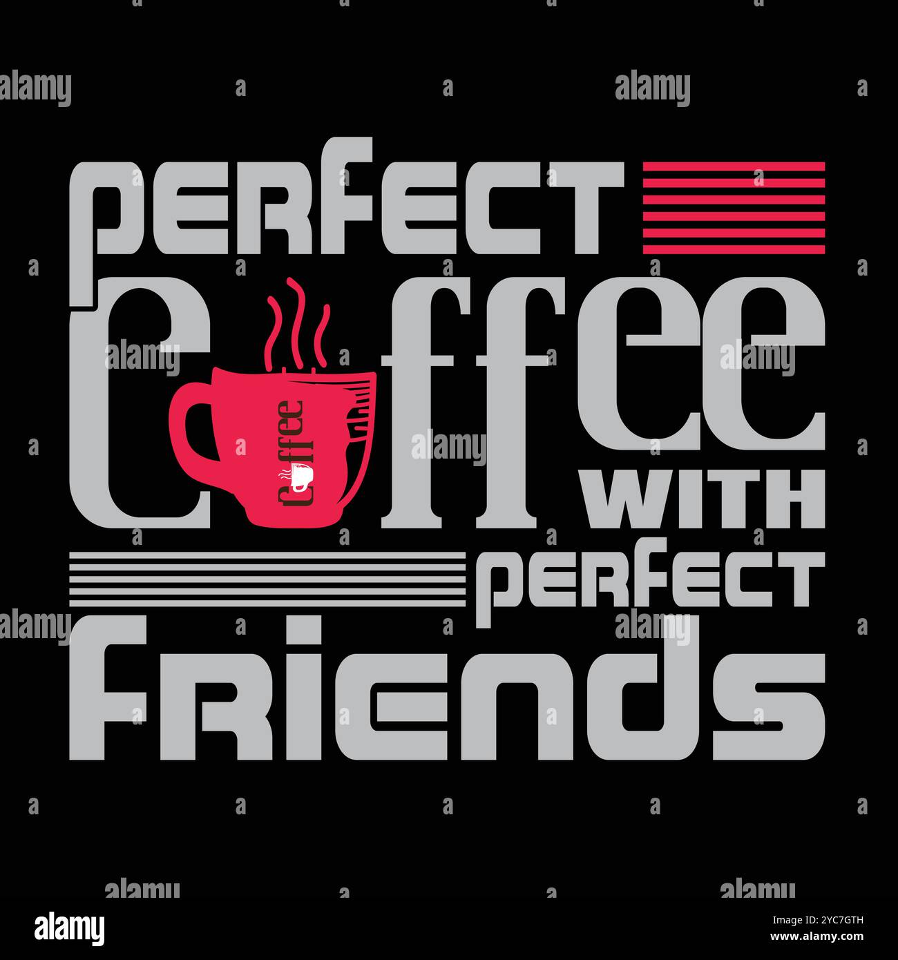 T-shirt Coffee Design minimalista alla moda e illustrazione grafica a tema del caffè tipografico Vector Illustrazione Vettoriale