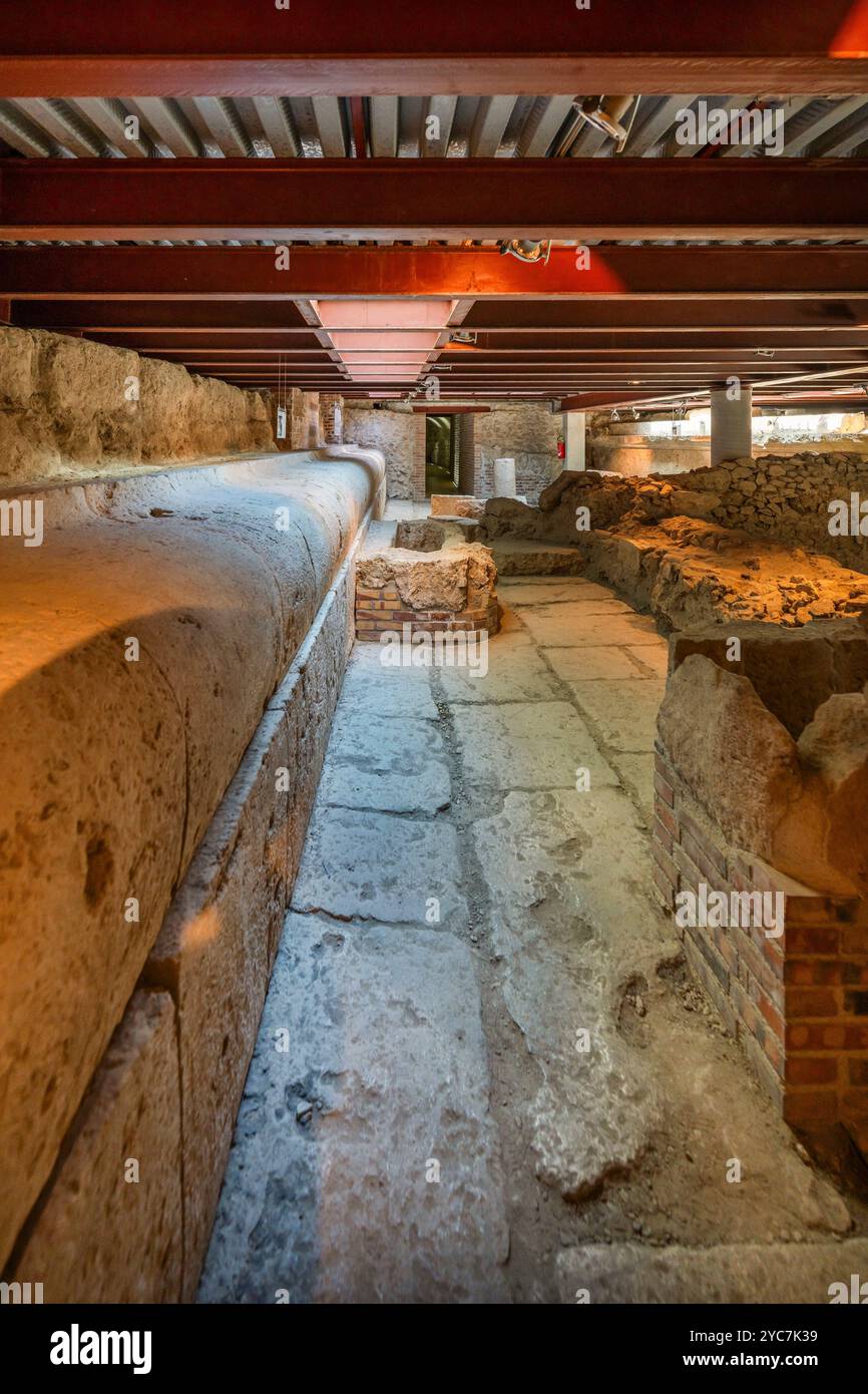 Area archeologica, cattedrale di Isernia, cattedrale di San Pietro Apostolo, Isernia, Molise, Italia Foto Stock